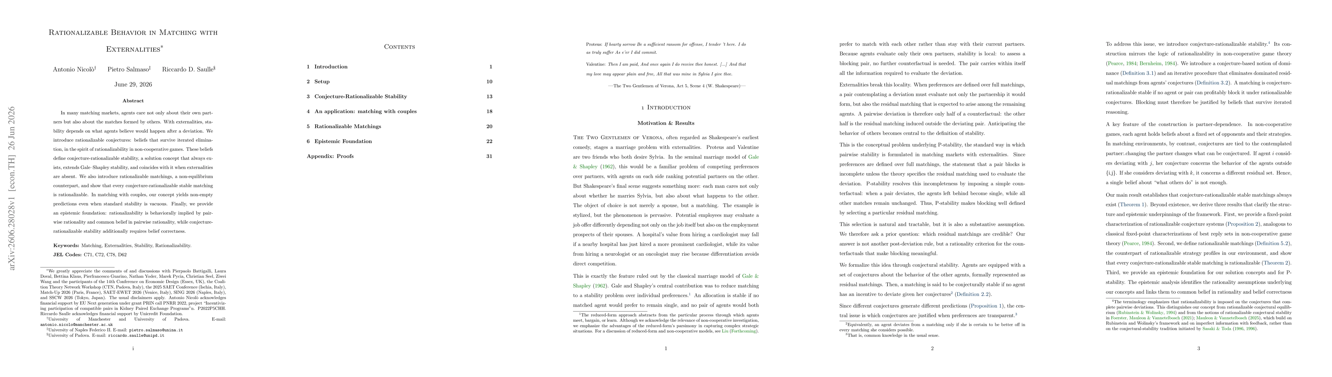 Thumbnail for Rationalizable Behavior in Matching with Externalities