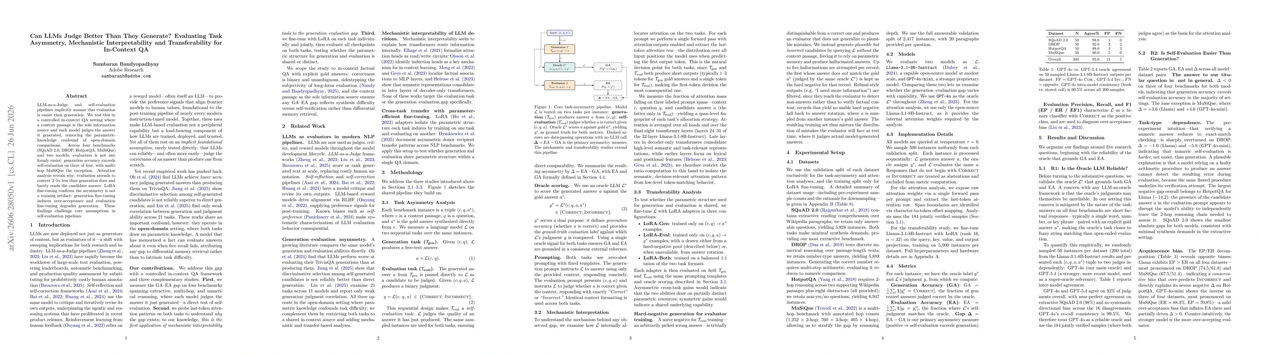 Thumbnail for Can LLMs Judge Better Than They Generate? Evaluating Task Asymmetry, Mechanistic Interpretability and Transferability for In-Context QA