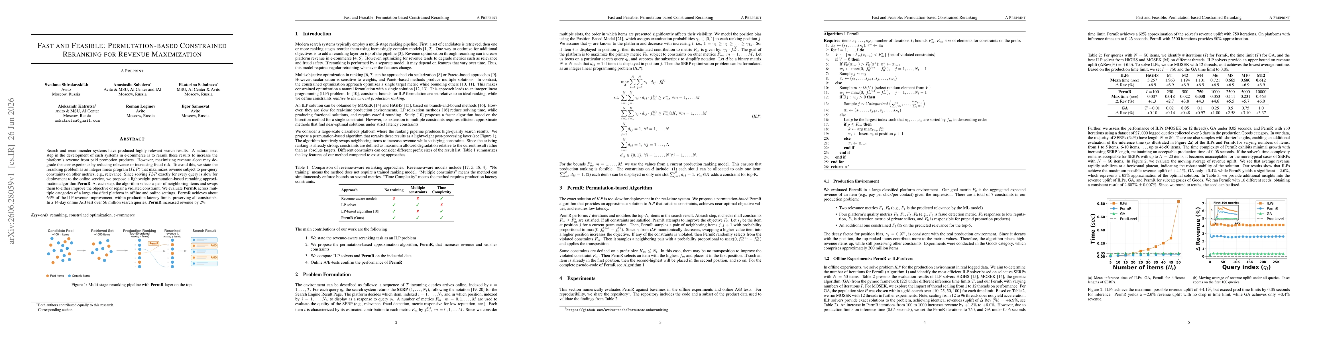 Thumbnail for Fast and Feasible: Permutation-based Constrained Reranking for Revenue Maximization