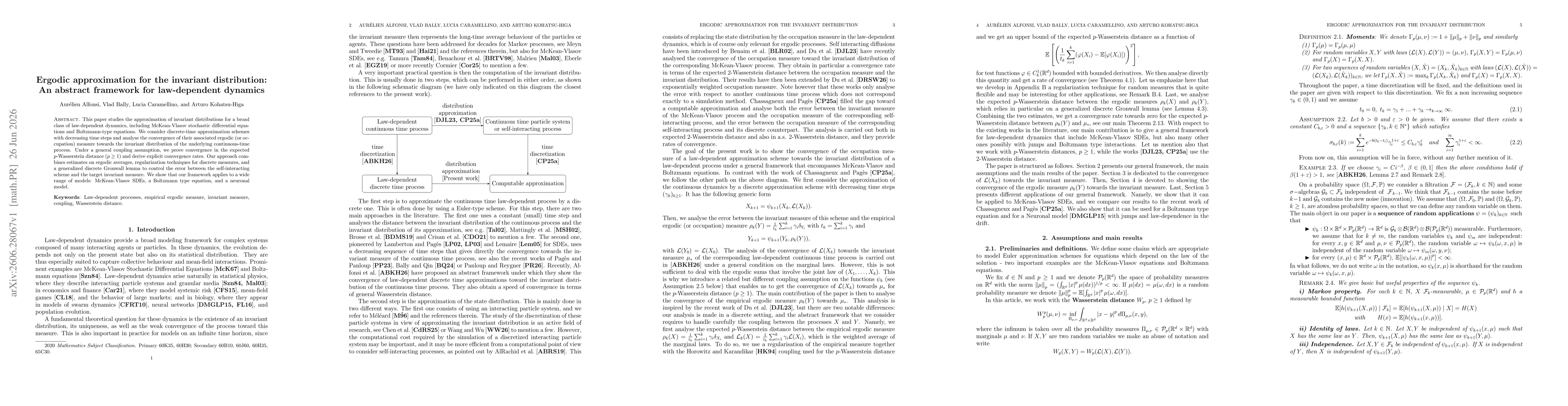 Thumbnail for Ergodic approximation for the invariant distribution: An abstract framework for law-dependent dynamics