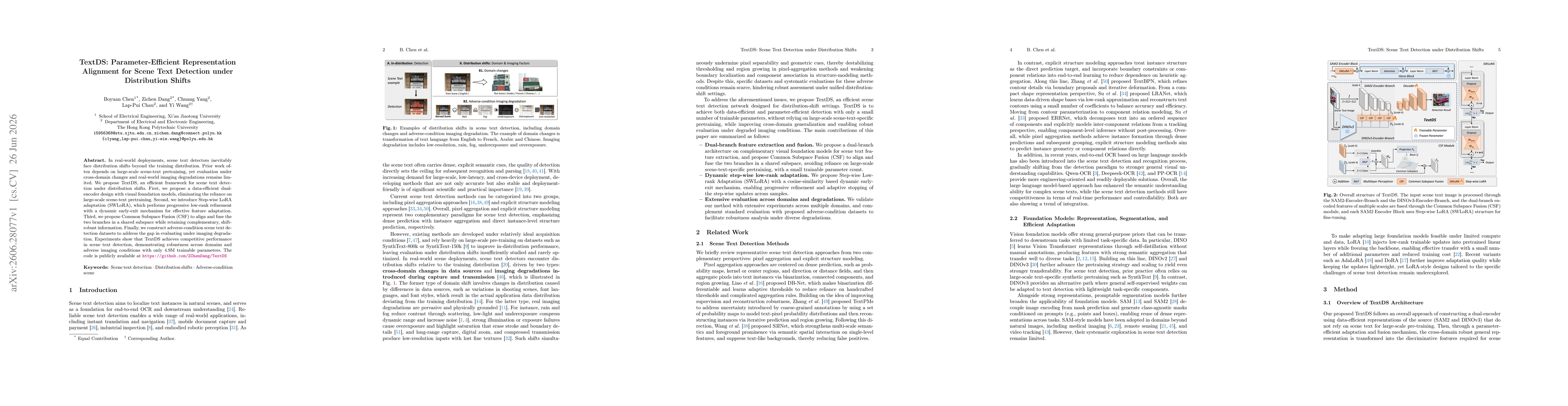 Thumbnail for TextDS: Parameter-Efficient Representation Alignment for Scene Text Detection under Distribution Shifts