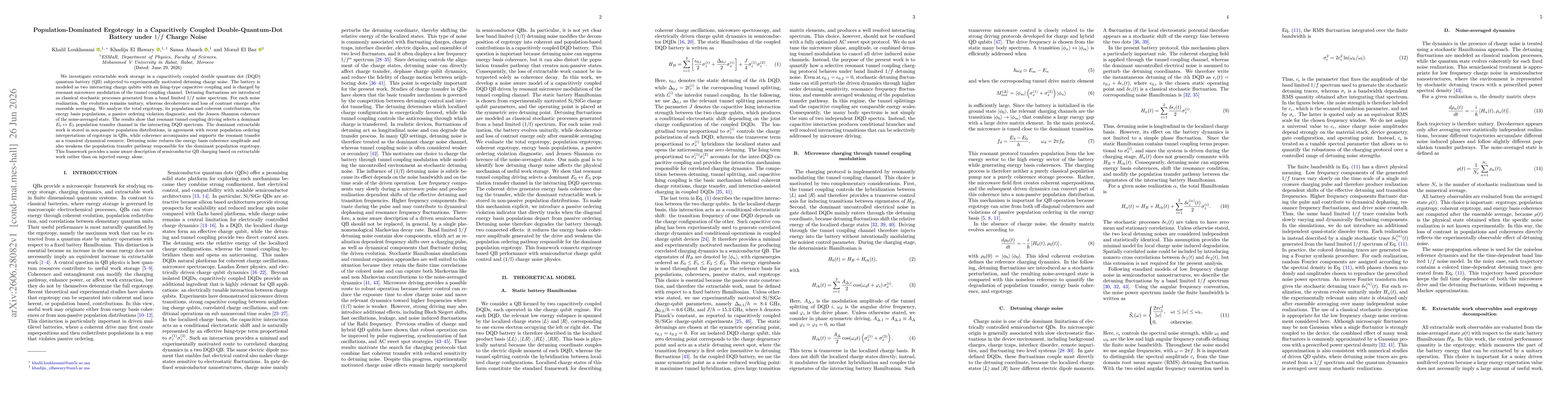 Thumbnail for Population-Dominated Ergotropy in a Capacitively Coupled Double-Quantum-Dot Battery under 1/f Charge Noise