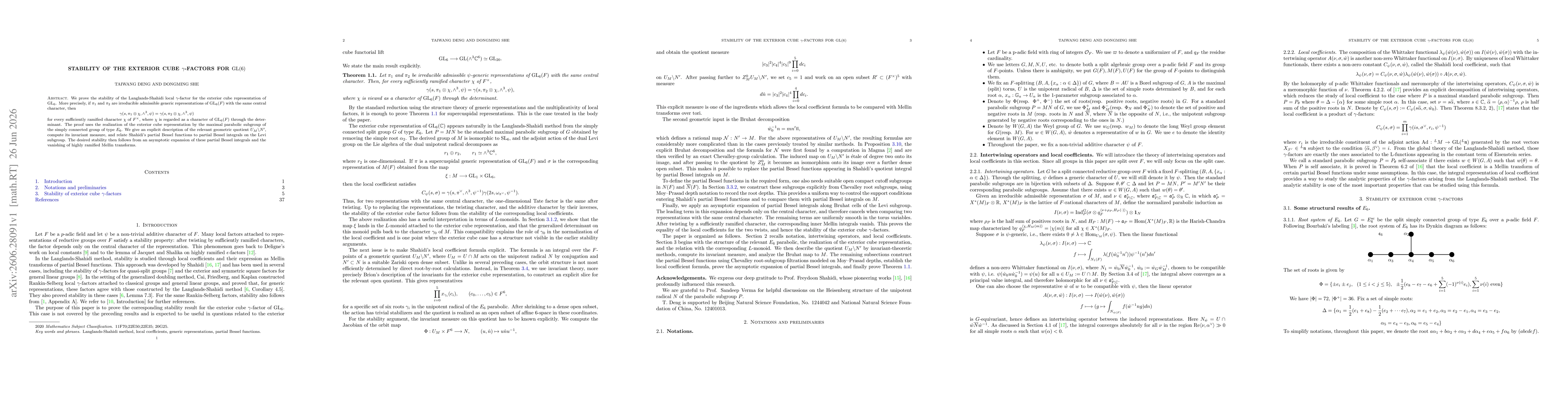 Thumbnail for Stability of the exterior cube $γ$-factors for $\mathrm{GL}(6)$