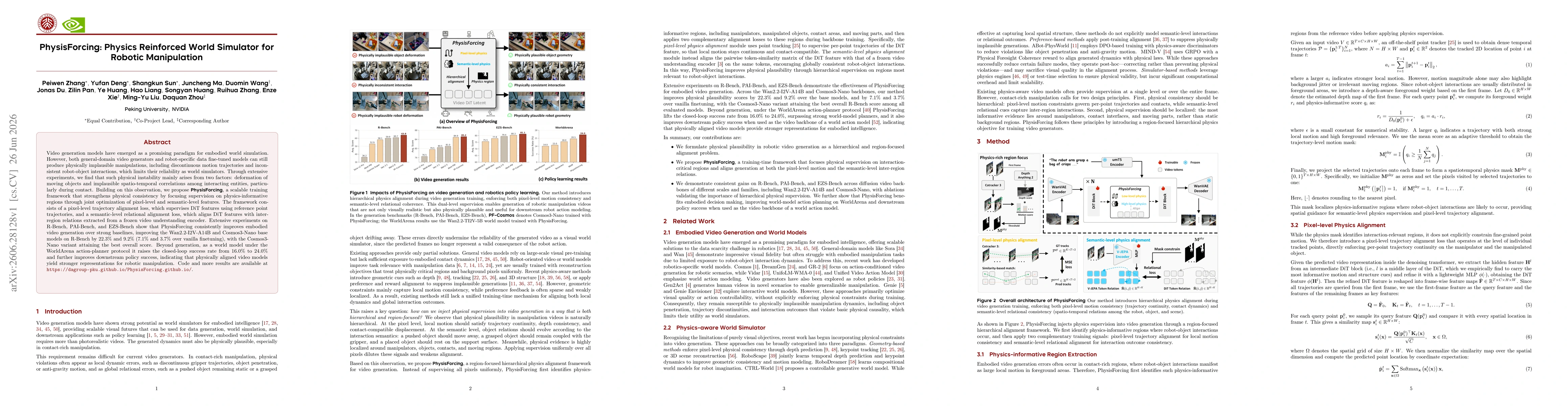 Thumbnail for PhysisForcing: Physics Reinforced World Simulator for Robotic Manipulation