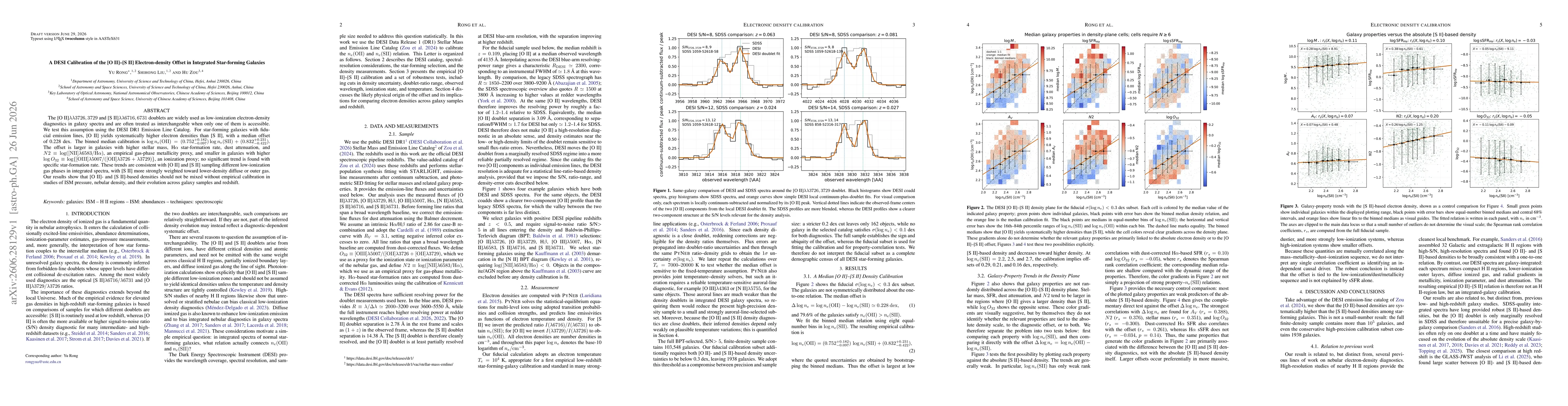 Thumbnail for A DESI Calibration of the [O II]--[S II] Electron-density Offset in Integrated Star-forming Galaxies