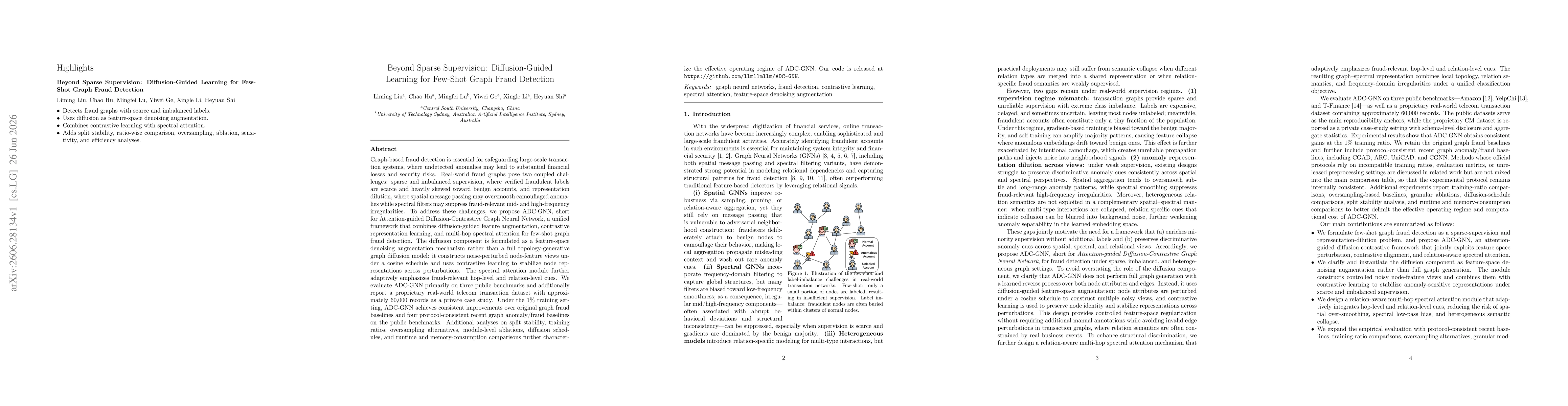 Thumbnail for Beyond Sparse Supervision: Diffusion-Guided Learning for Few-Shot Graph Fraud Detection