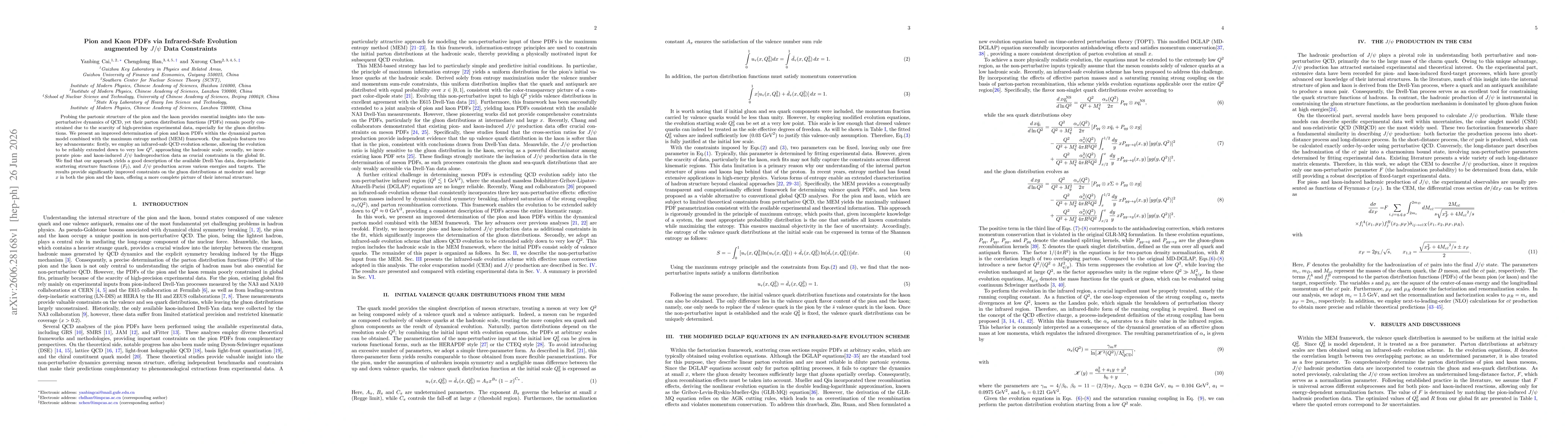 Thumbnail for Pion and Kaon PDFs via Infrared-Safe Evolution augmented by $J/ψ$ Data Constraints