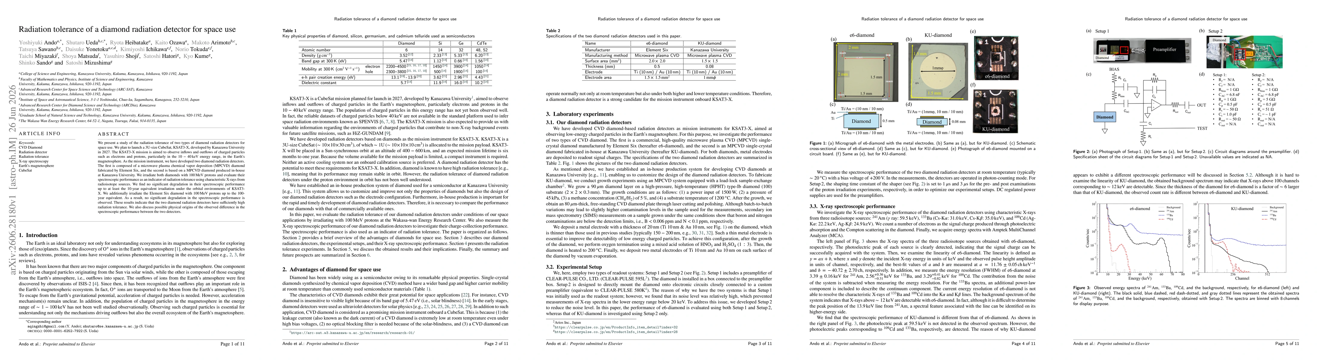 Thumbnail for Radiation tolerance of a diamond radiation detector for space use
