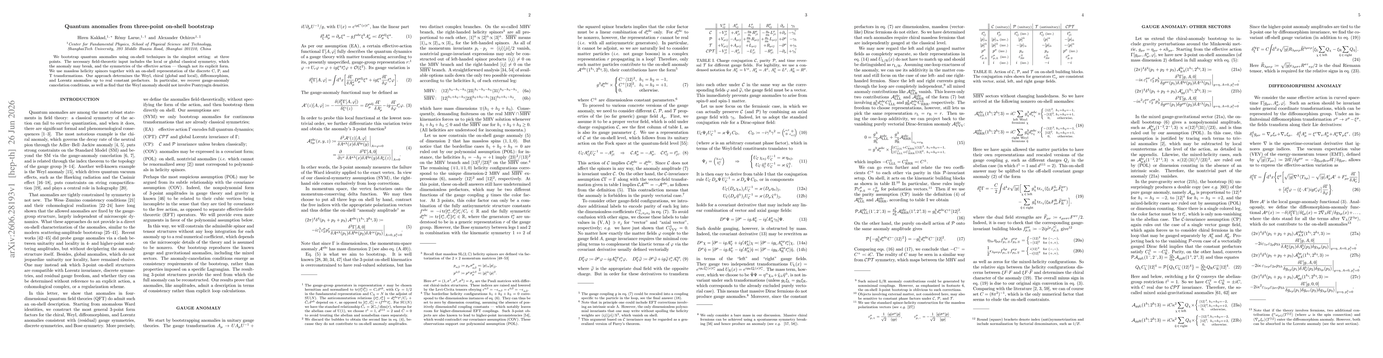 Thumbnail for Quantum anomalies from three-point on-shell bootstrap