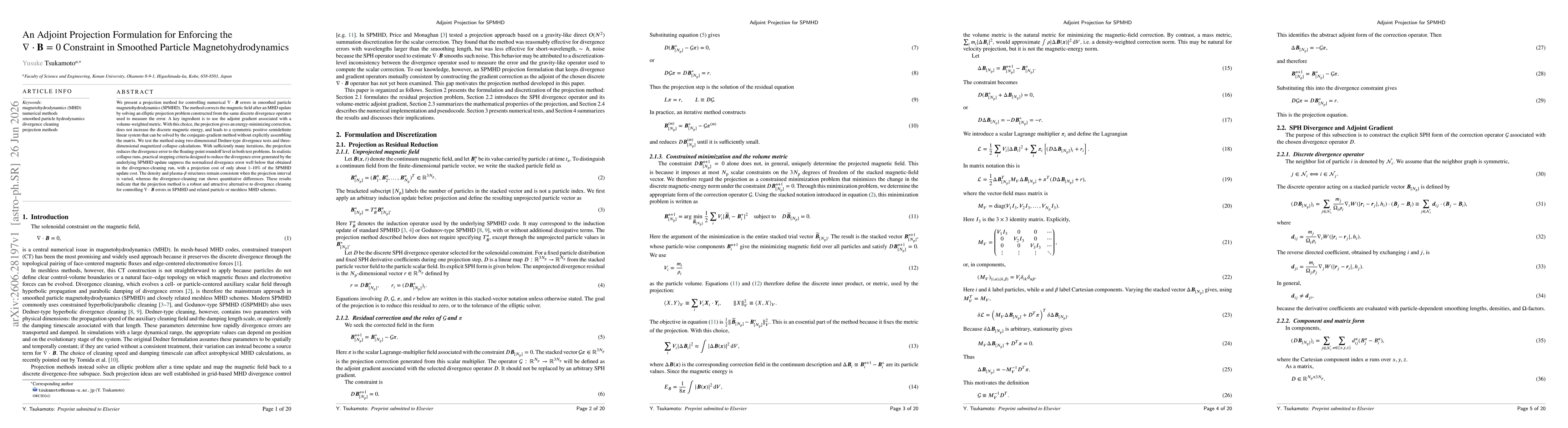 Thumbnail for An Adjoint Projection Formulation for Enforcing the divergence-free Constraint in Smoothed Particle Magnetohydrodynamics