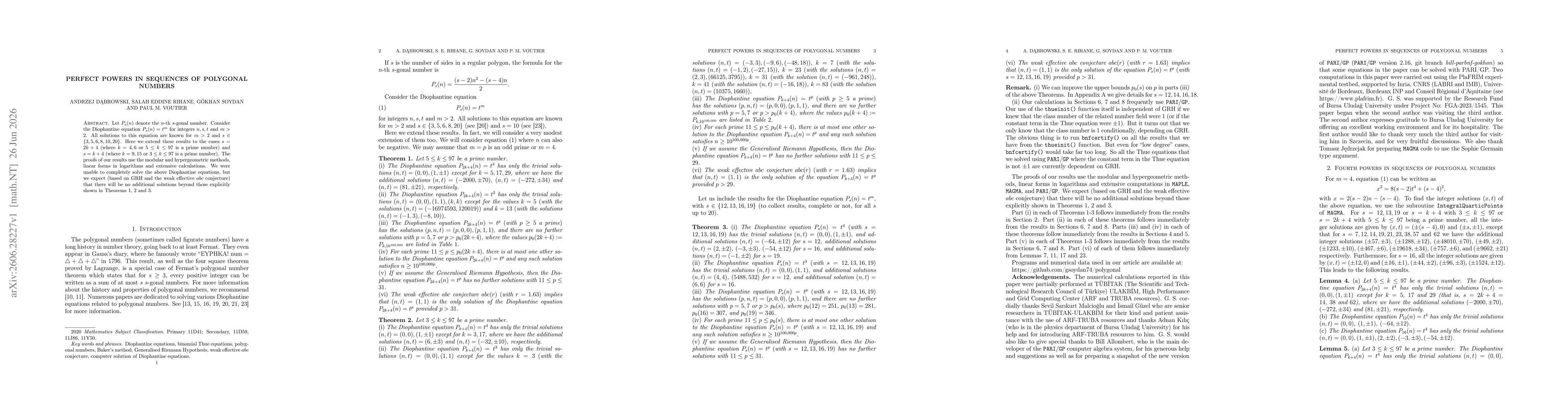 Thumbnail for Perfect powers in sequences of polygonal numbers