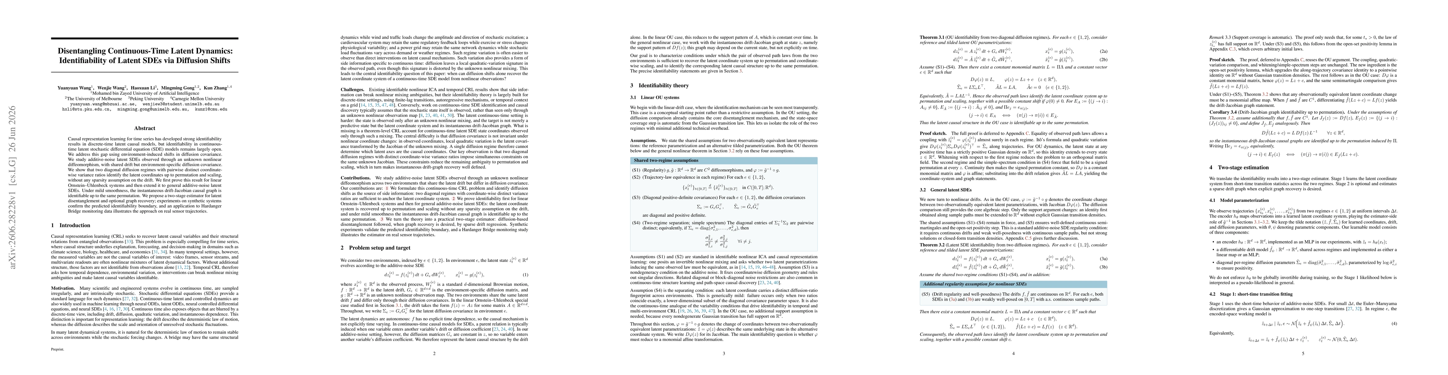 Thumbnail for Disentangling Continuous-Time Latent Dynamics: Identifiability of Latent SDEs via Diffusion Shifts