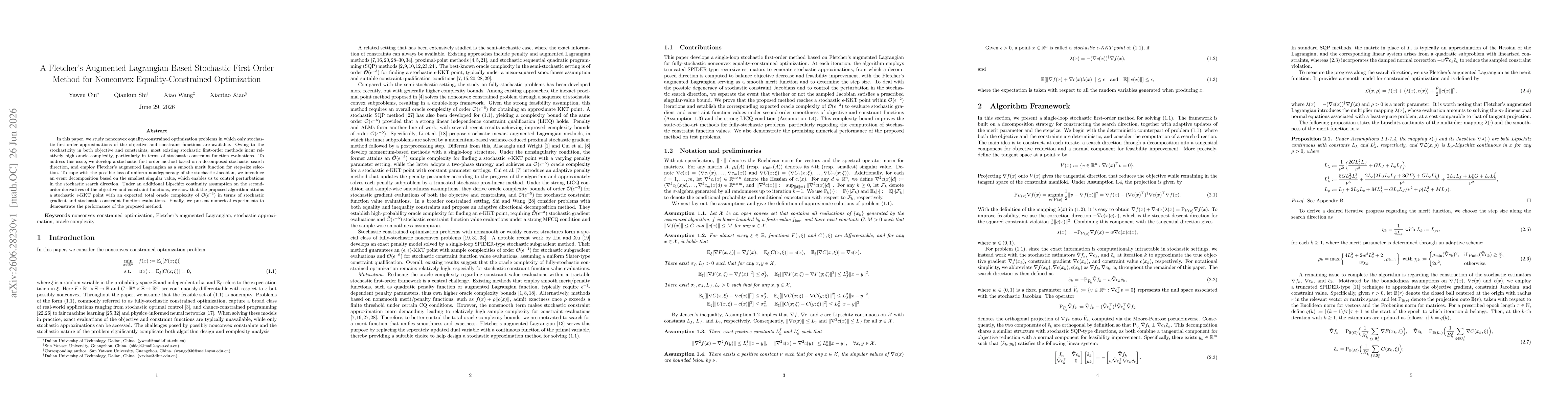 Thumbnail for A Fletcher's Augmented Lagrangian-Based Stochastic First-Order Method for Nonconvex Equality-Constrained Optimization