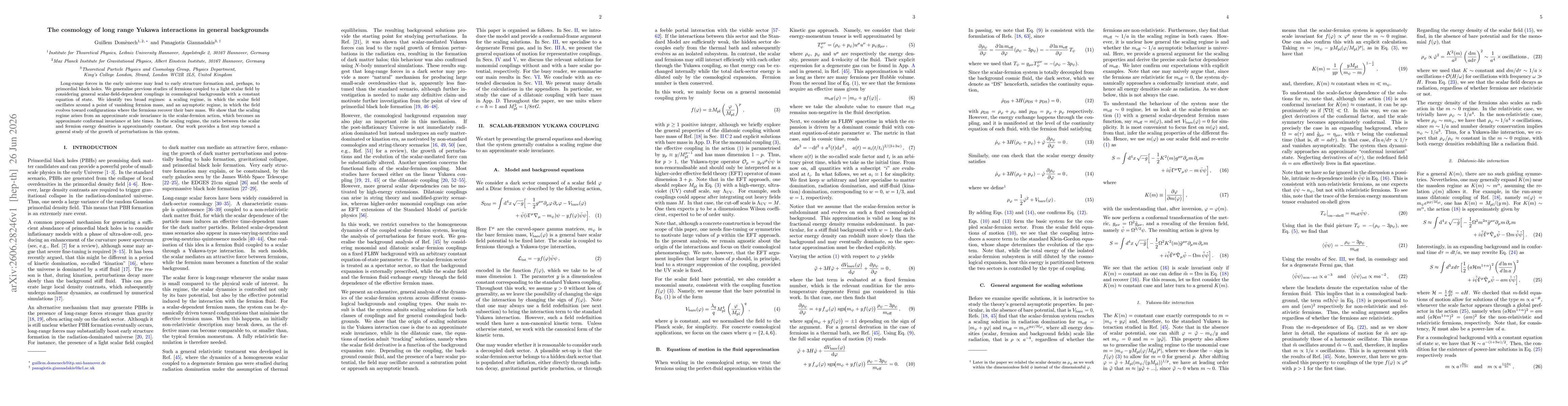 Thumbnail for The cosmology of long range Yukawa interactions in general backgrounds