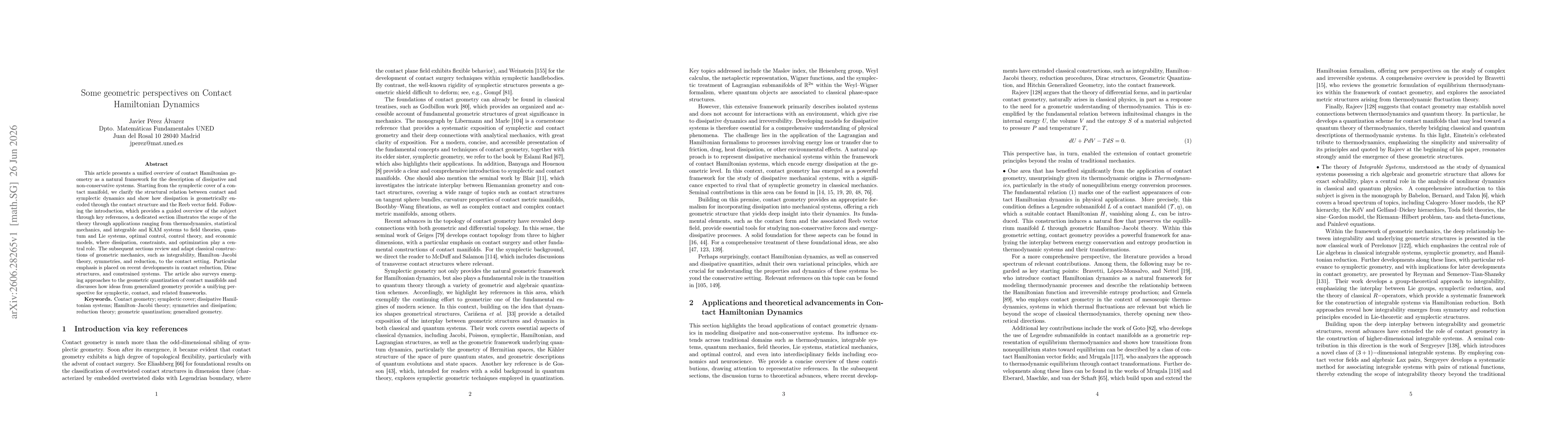 Thumbnail for Some geometric perspectives on Contact Hamiltonian Dynamics