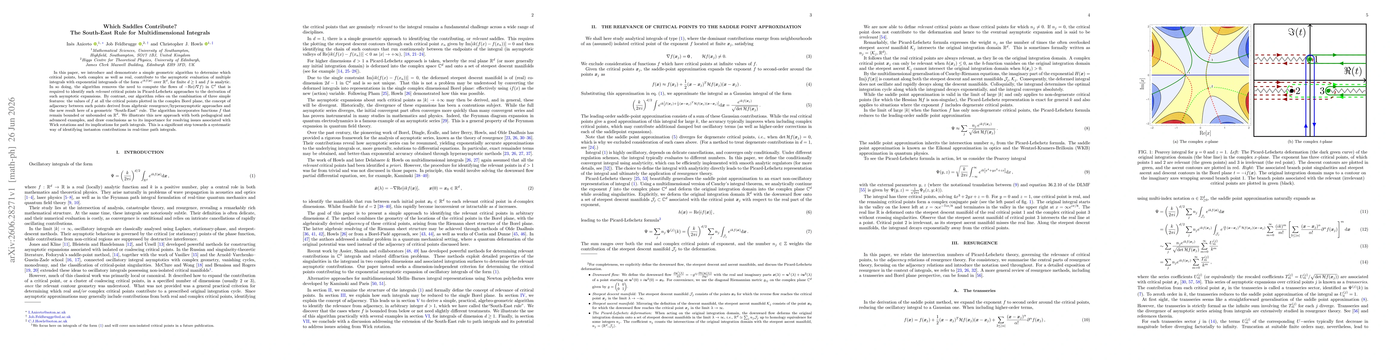 Thumbnail for Which Saddles Contribute? The South-East Rule for Multidimensional Integrals