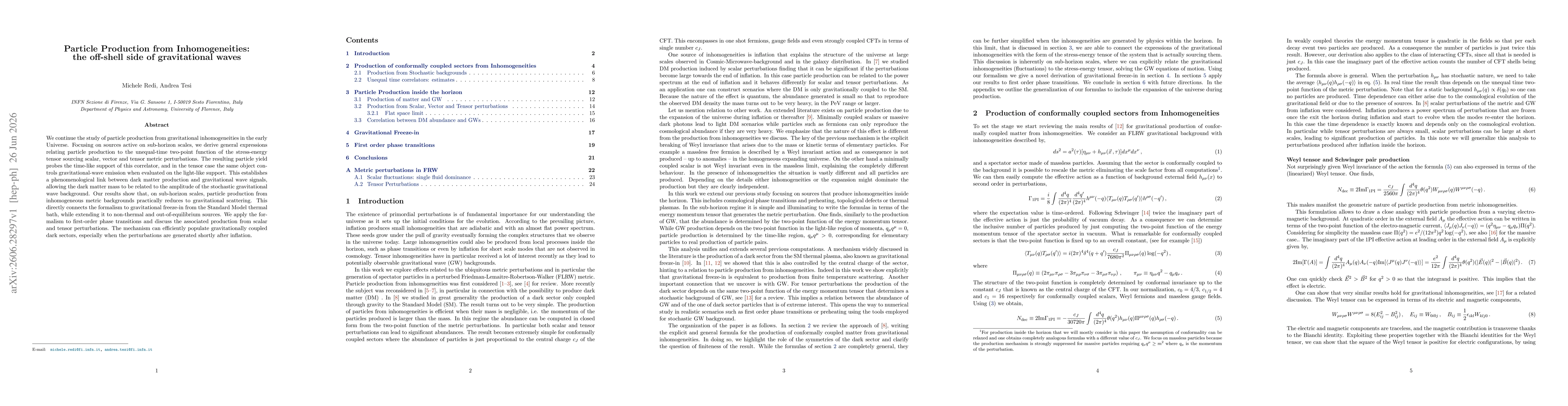 Thumbnail for Particle Production from Inhomogeneities: the off-shell side of gravitational waves