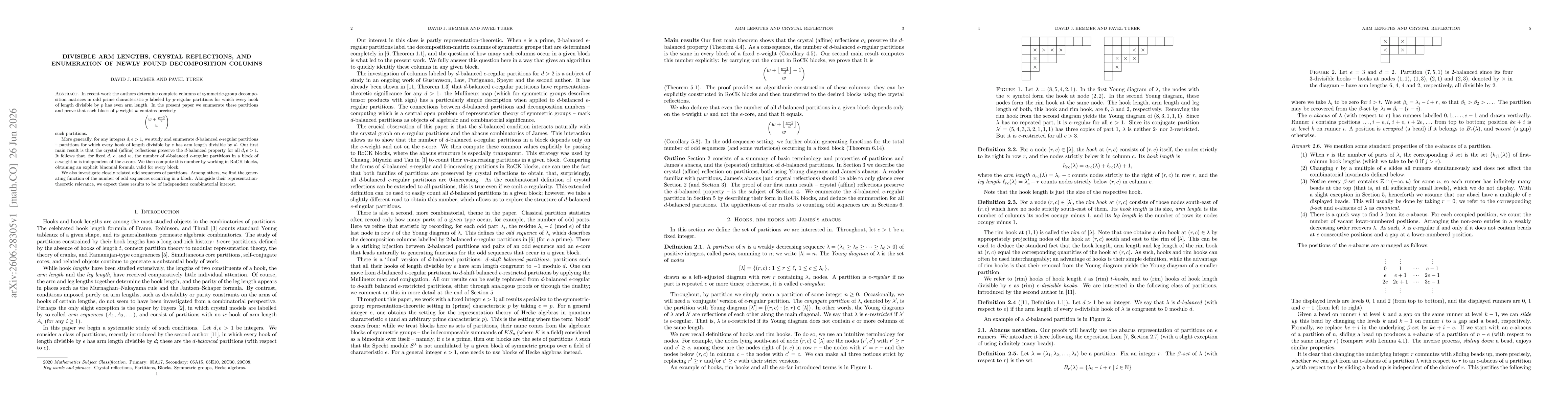 Thumbnail for Divisible Arm Lengths, Crystal Reflections, and Enumeration of Newly Found Decomposition Columns