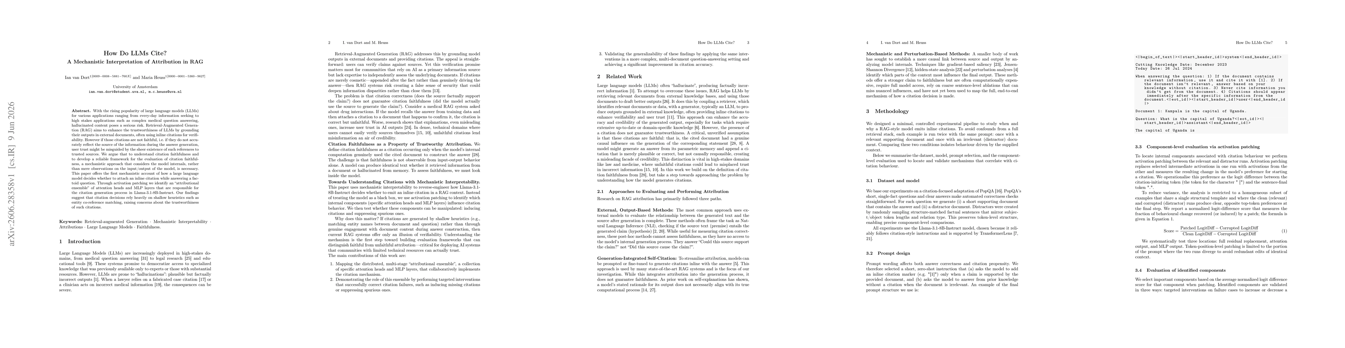 Thumbnail for How Do LLMs Cite? A Mechanistic Interpretation of Attribution in Retrieval-Augmented Generation