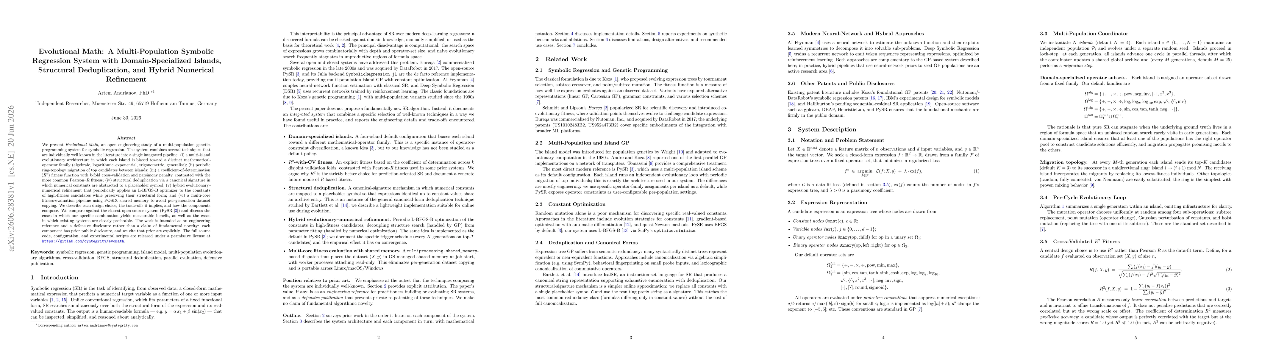 Thumbnail for Evolutional Math: Cross-Validated Island-Model Genetic Programming for Interpretable Symbolic Regression on Small, Wide Datasets