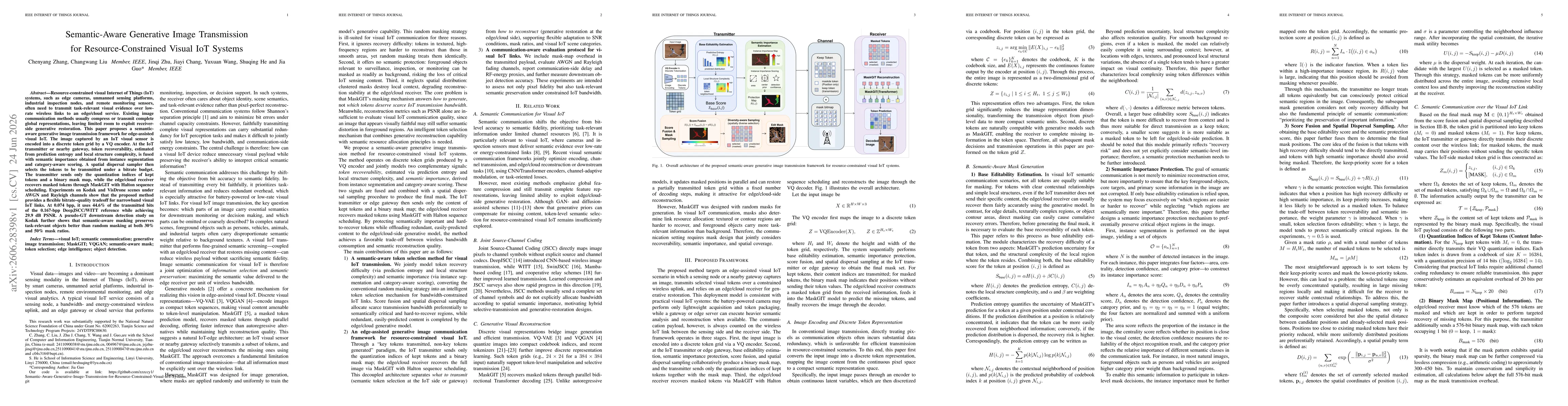 Thumbnail for Semantic-Aware Generative Image Transmission for Resource-Constrained Visual IoT Systems