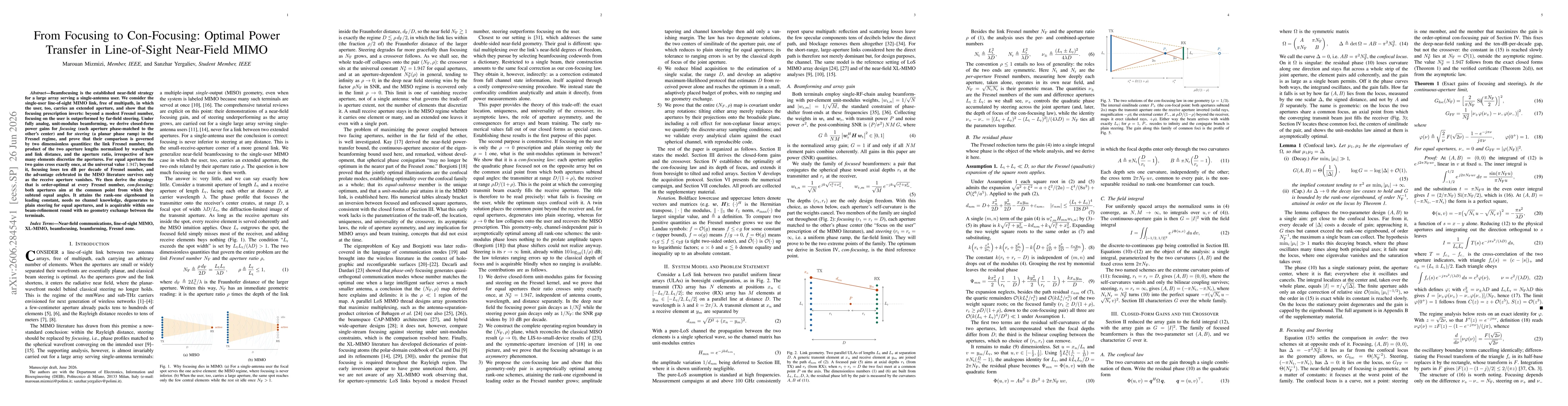 Thumbnail for From Focusing to Con-Focusing: Optimal Power Transfer in Line-of-Sight Near-Field MIMO