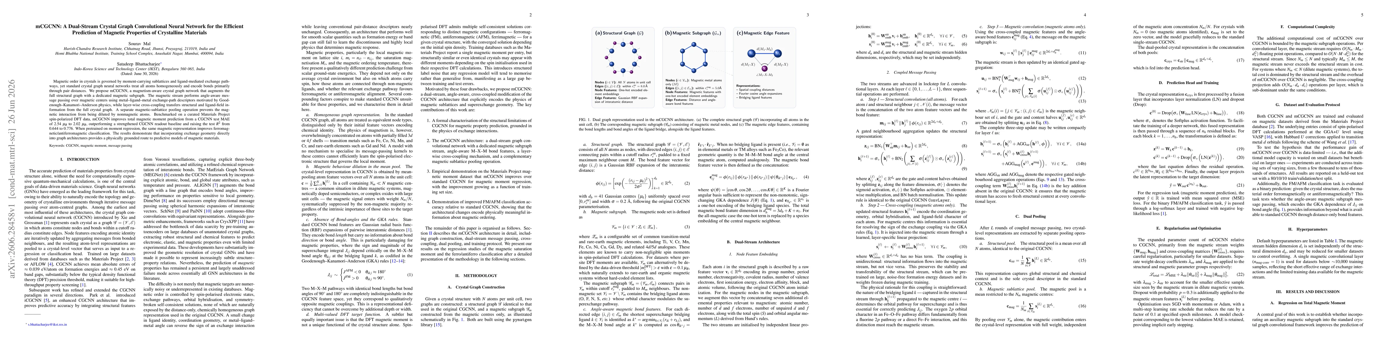 Thumbnail for mCGCNN: A Dual-Stream Crystal Graph Convolutional Neural Network for the Efficient Prediction of Magnetic Properties of Crystalline Materials
