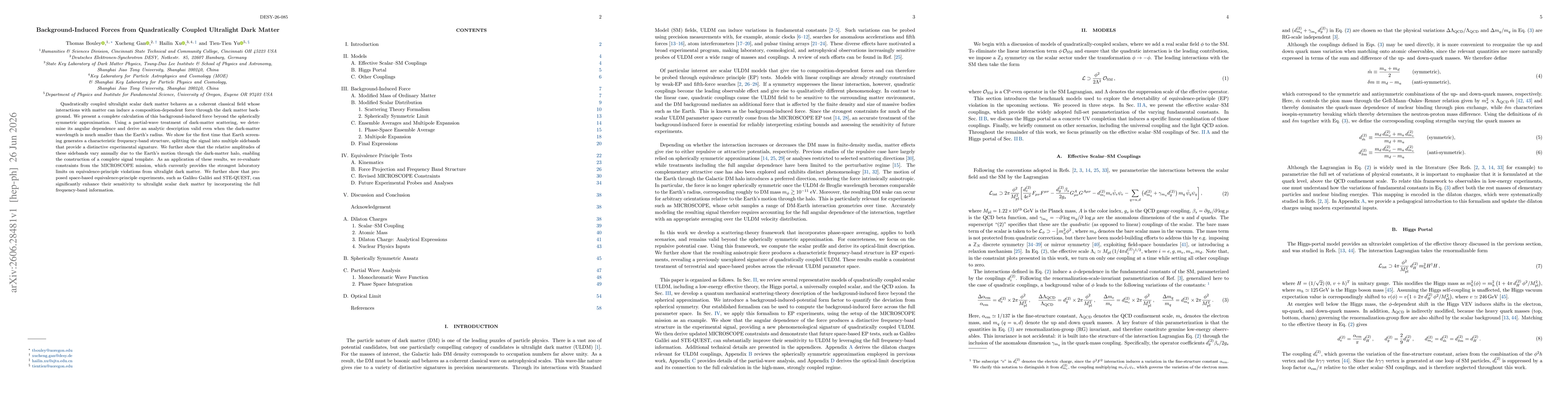 Thumbnail for Background-Induced Forces from Quadratically Coupled Ultralight Dark Matter