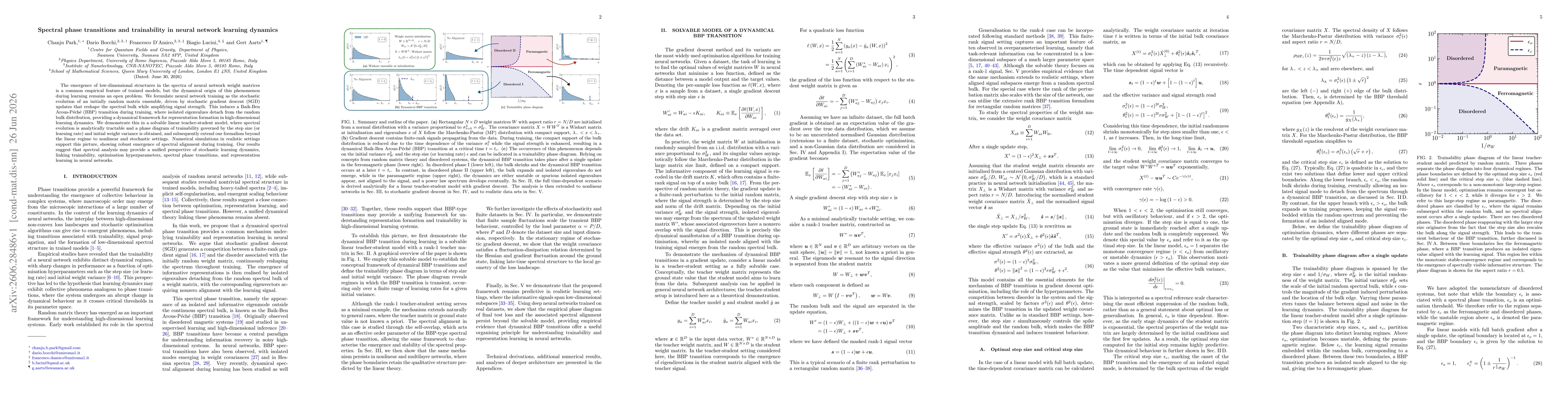 Thumbnail for Spectral phase transitions and trainability in neural network learning dynamics