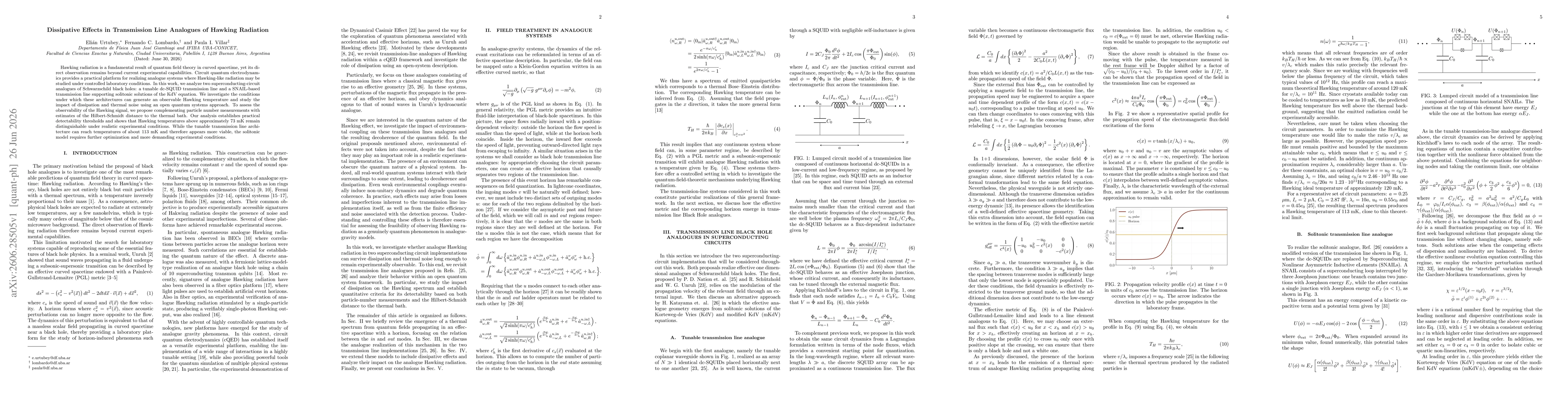Thumbnail for Dissipative Effects in Transmission Line Analogues of Hawking Radiation