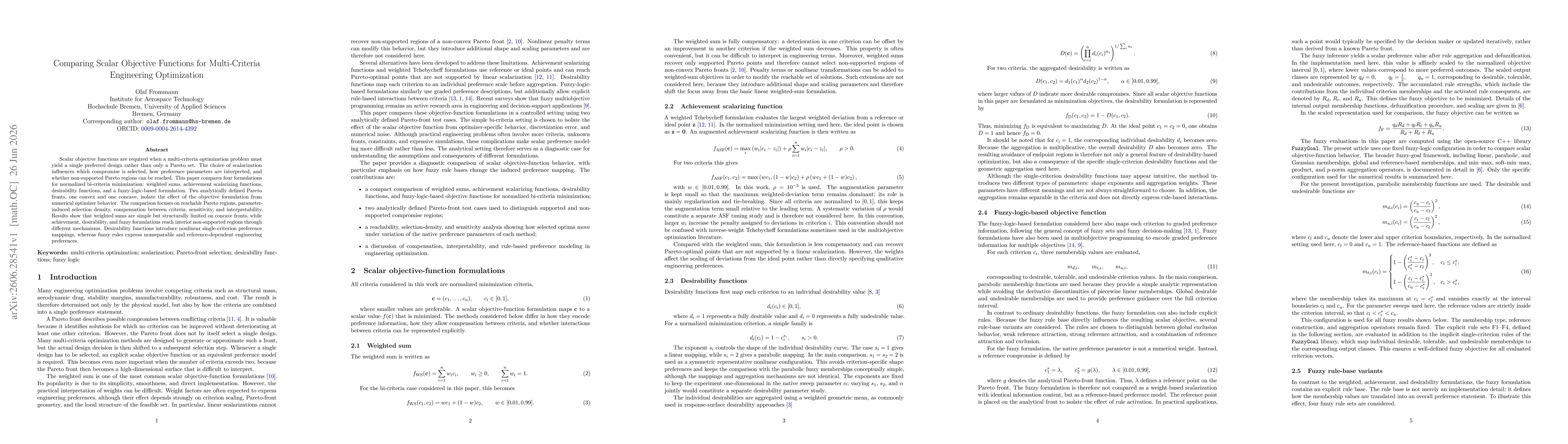 Thumbnail for Comparing Scalar Objective Functions for Multi-Criteria Engineering Optimization