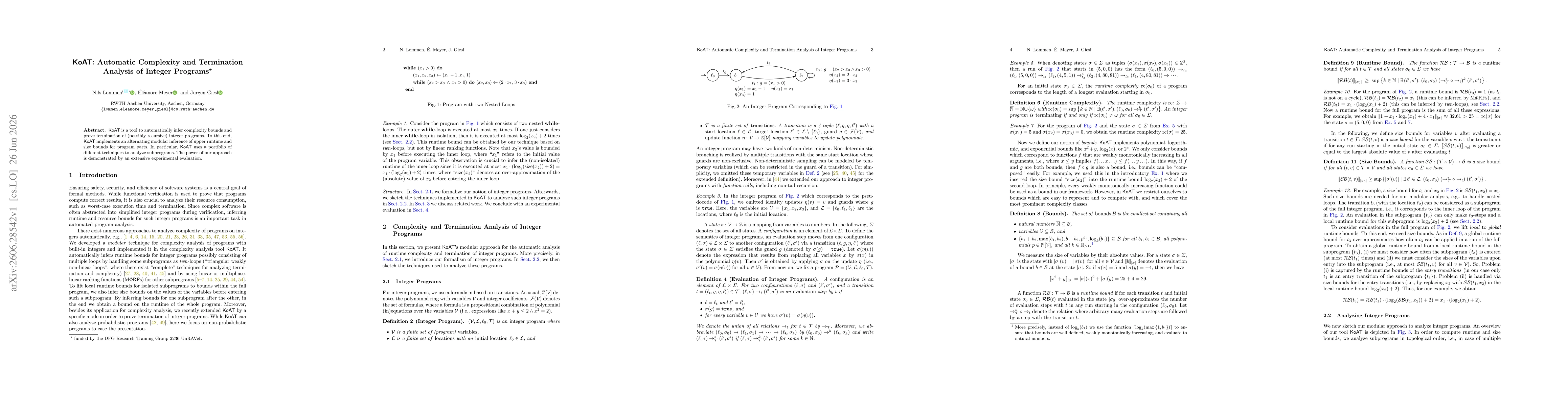 Thumbnail for KoAT: Automatic Complexity and Termination Analysis of Integer Programs