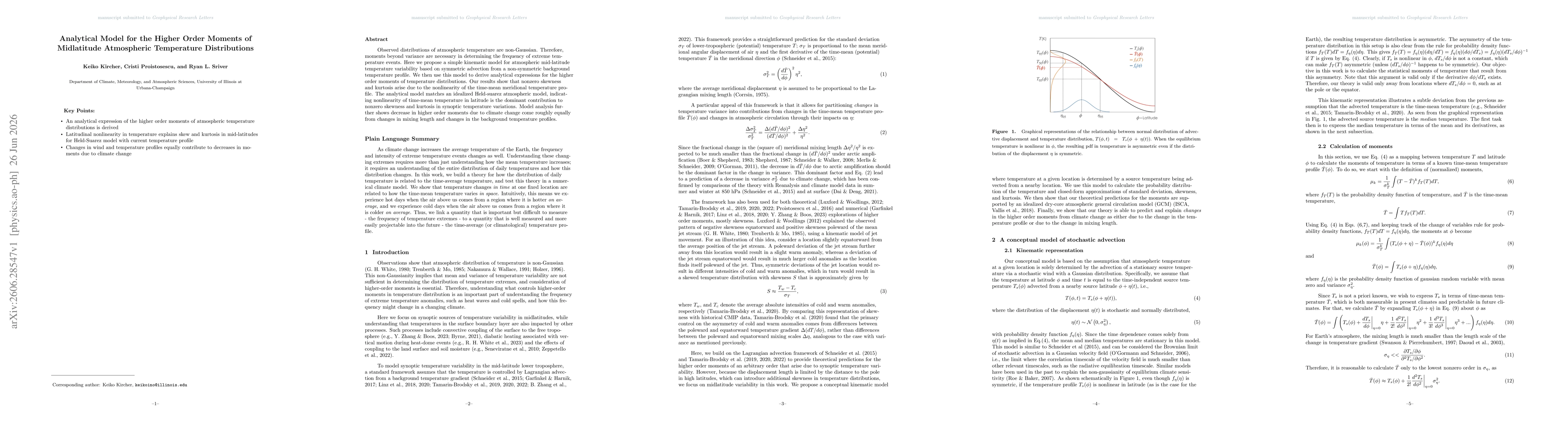 Thumbnail for Analytical Model for the Higher Order Moments of Midlatitude Atmospheric Temperature Distributions