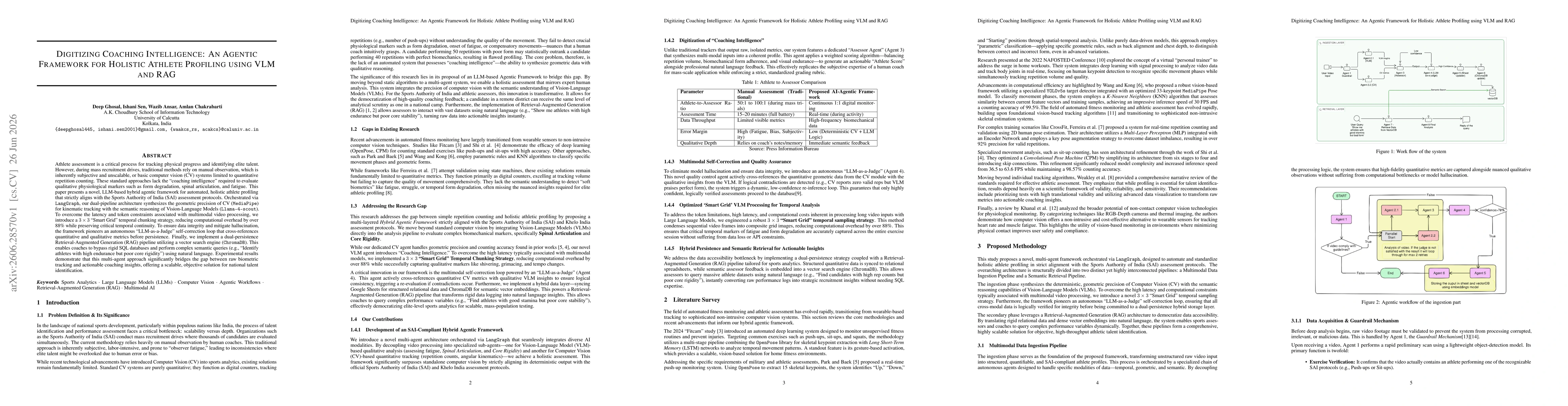 Thumbnail for Digitizing Coaching Intelligence: An Agentic Framework for Holistic Athlete Profiling using VLM and RAG