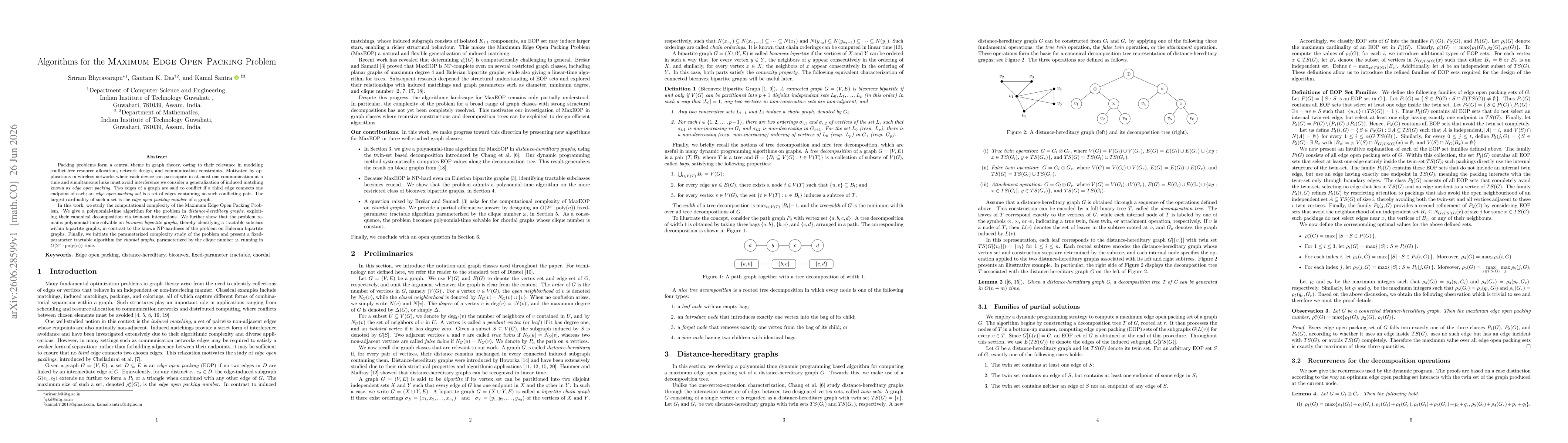 Thumbnail for Algorithms for the Maximum Edge Open Packing Problem