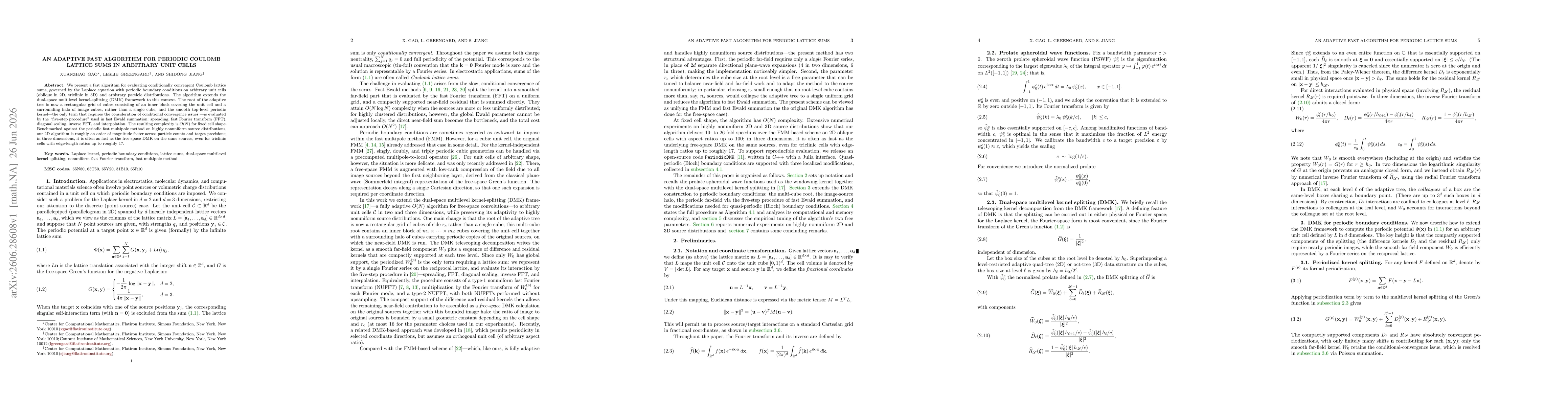 Thumbnail for An Adaptive Fast Algorithm for Periodic Coulomb Lattice Sums in Arbitrary Unit Cells