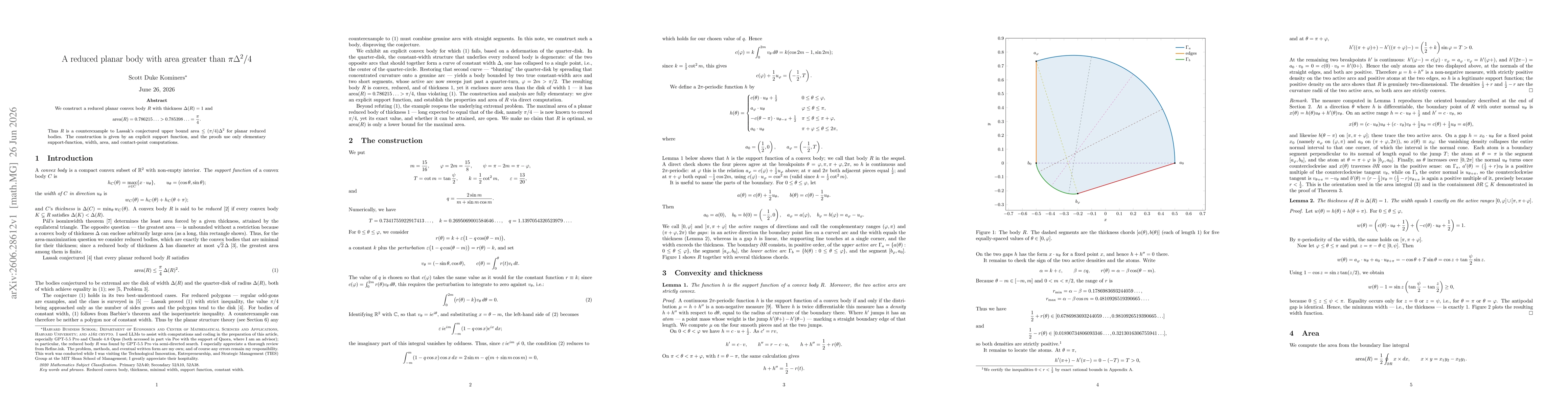 Thumbnail for A reduced planar body with area greater than $πΔ^2/4$