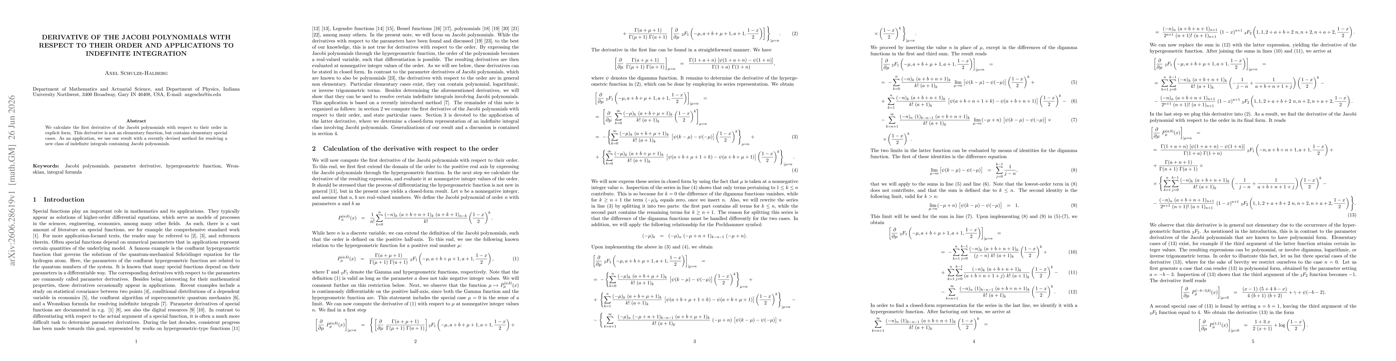 Thumbnail for Derivative of the Jacobi polynomials with respect to their order and applications to indefinite integration