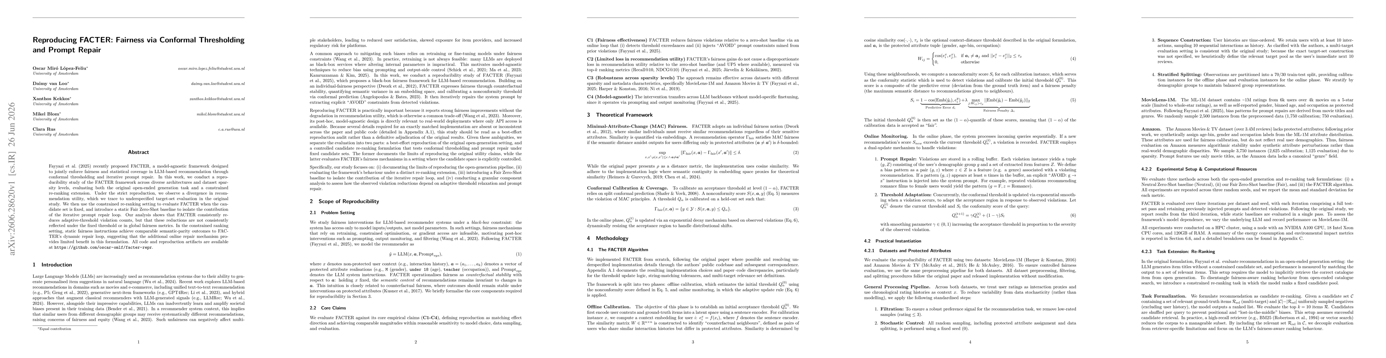 Thumbnail for Reproducing FACTER: Fairness via Conformal Thresholding and Prompt Repair