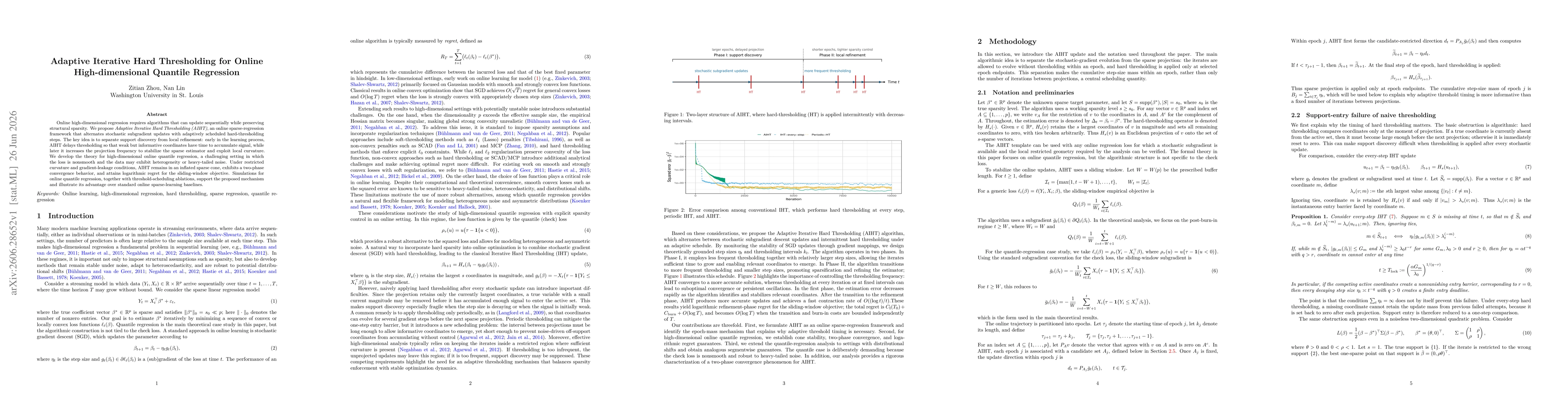 Thumbnail for Adaptive Iterative Hard Thresholding for Online High-dimensional Quantile Regression