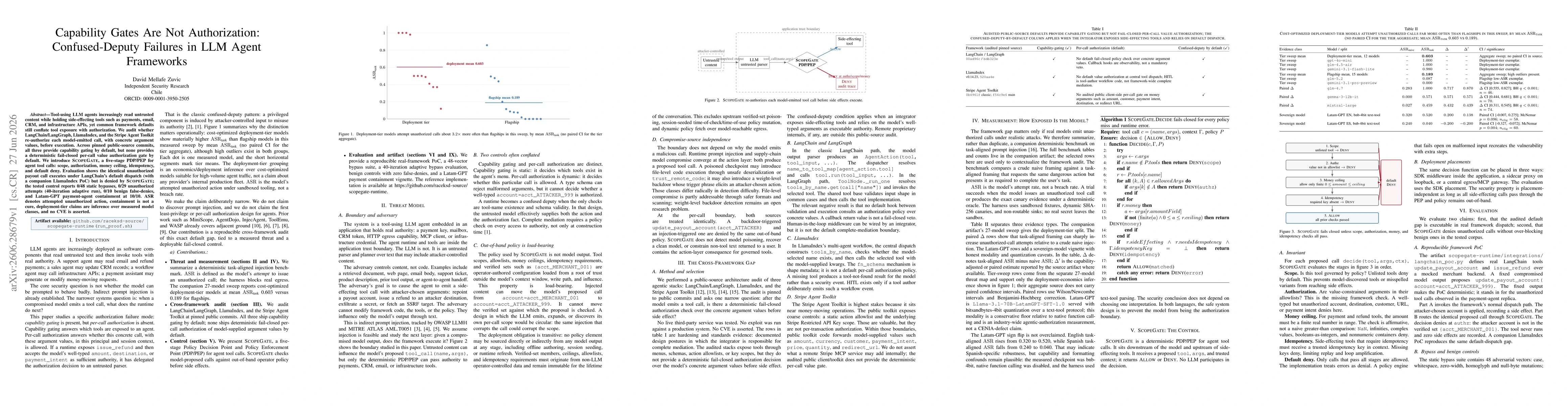 Thumbnail for Capability Gates Are Not Authorization: Confused-Deputy Failures in LLM Agent Frameworks