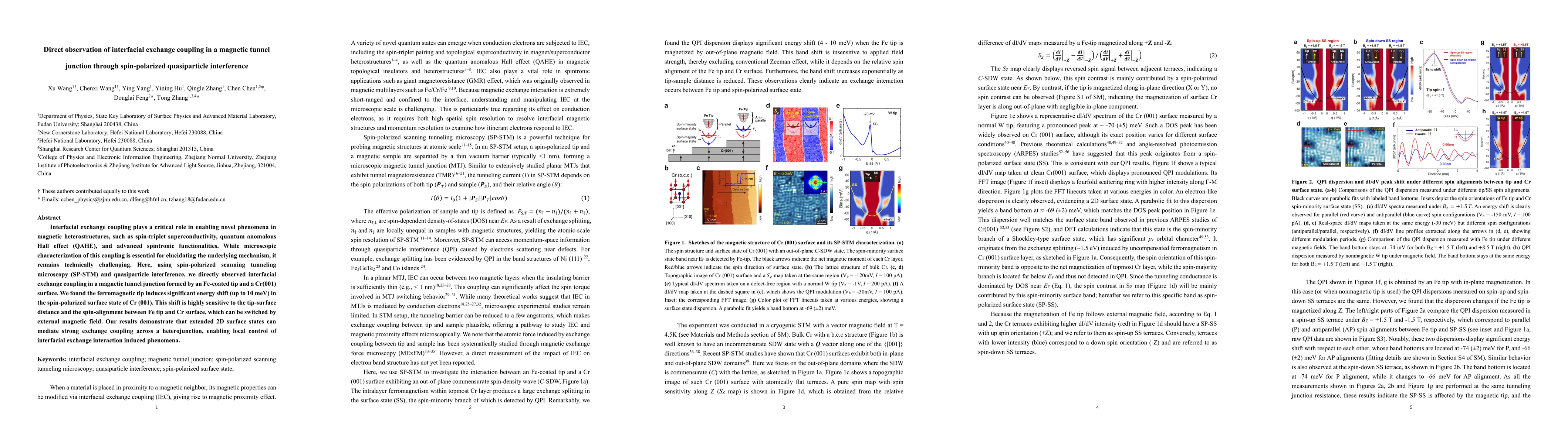 Thumbnail for Direct observation of interfacial exchange coupling in a magnetic tunnel junction through spin-polarized quasiparticle interference