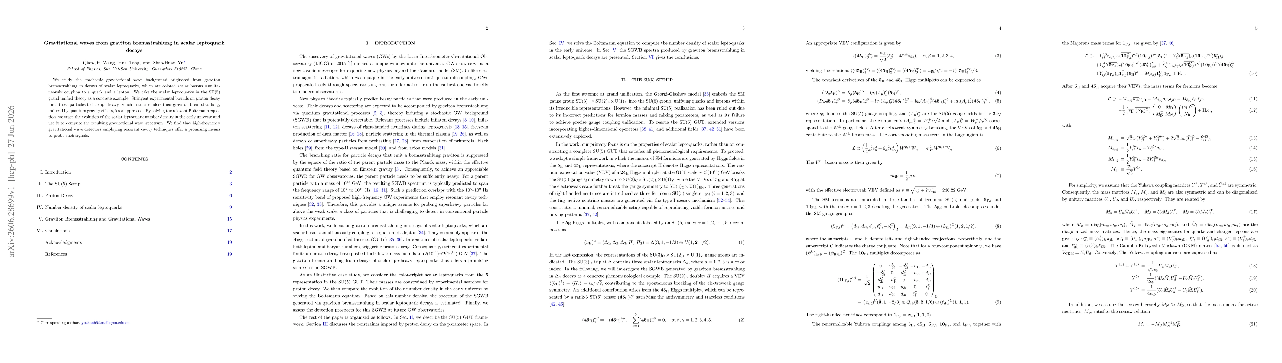 Thumbnail for Gravitational waves from graviton bremsstrahlung in scalar leptoquark decays