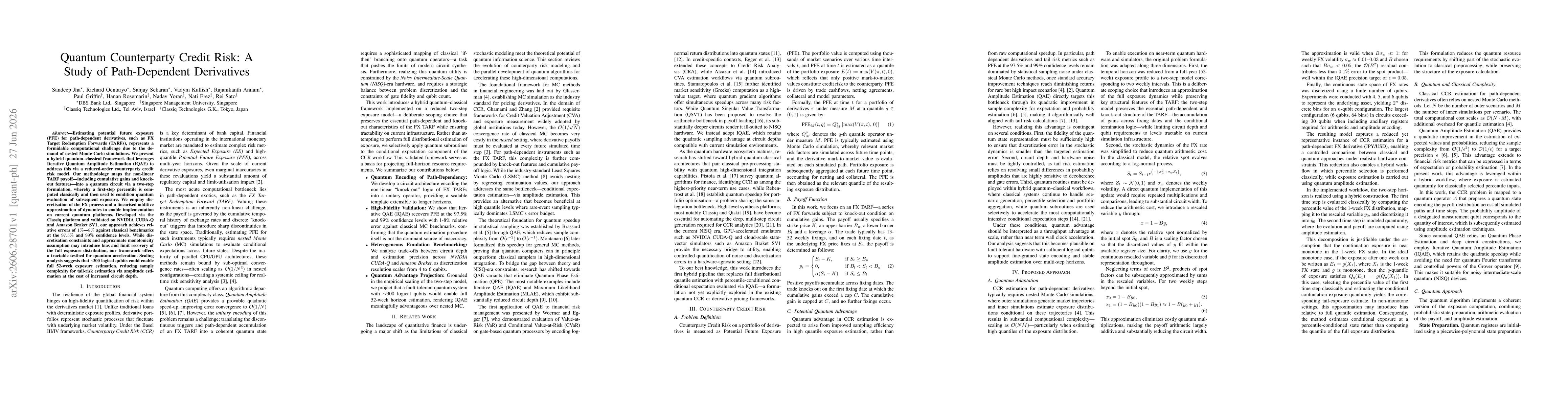 Thumbnail for Quantum Counterparty Credit Risk: A Study of Path-Dependent Derivatives