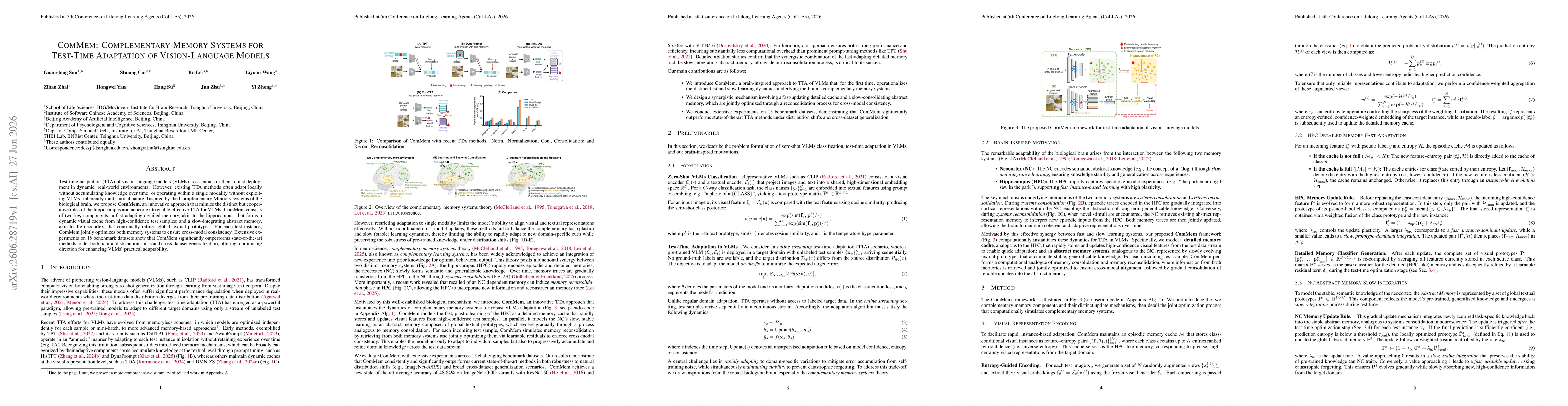 Thumbnail for ComMem: Complementary Memory Systems for Test-Time Adaptation of Vision-Language Models