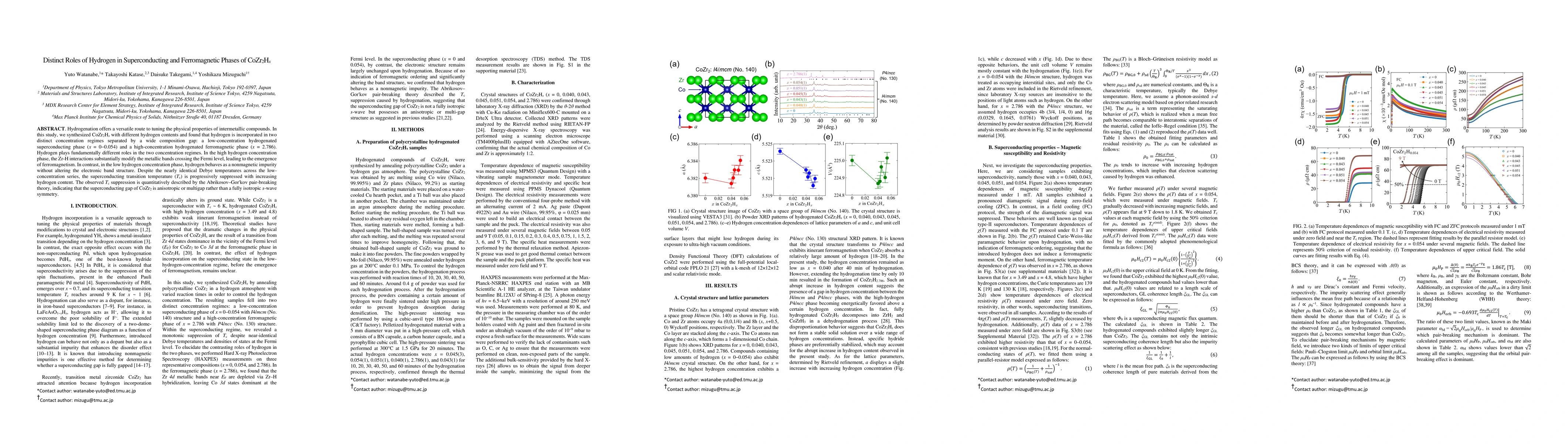 Thumbnail for Distinct Roles of Hydrogen in Superconducting and Ferromagnetic Phases of CoZr$_{2}$H$_{x}$