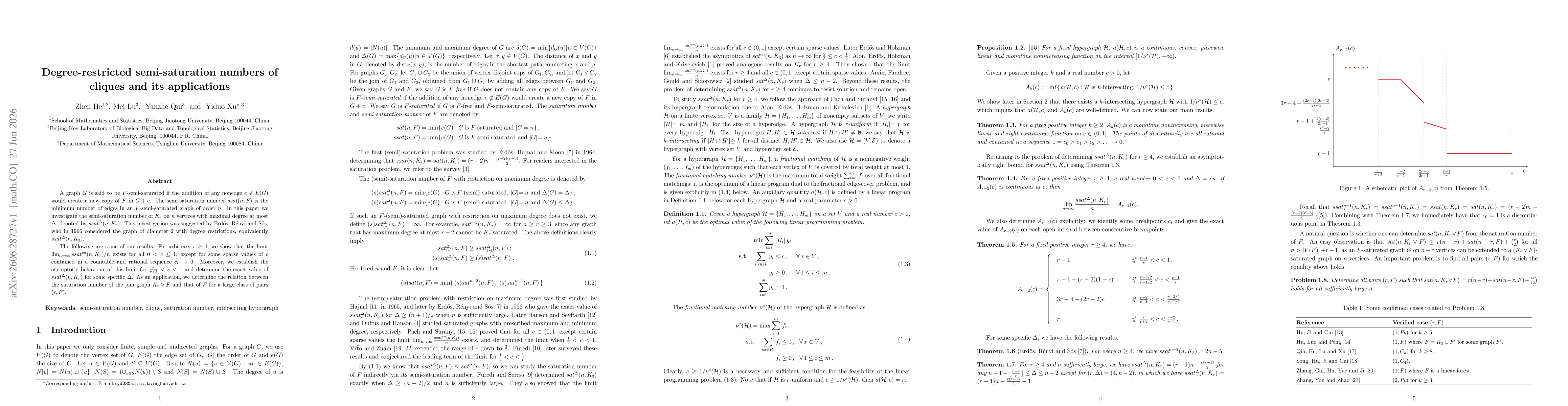 Thumbnail for Degree-restricted semi-saturation numbers of cliques and its applications