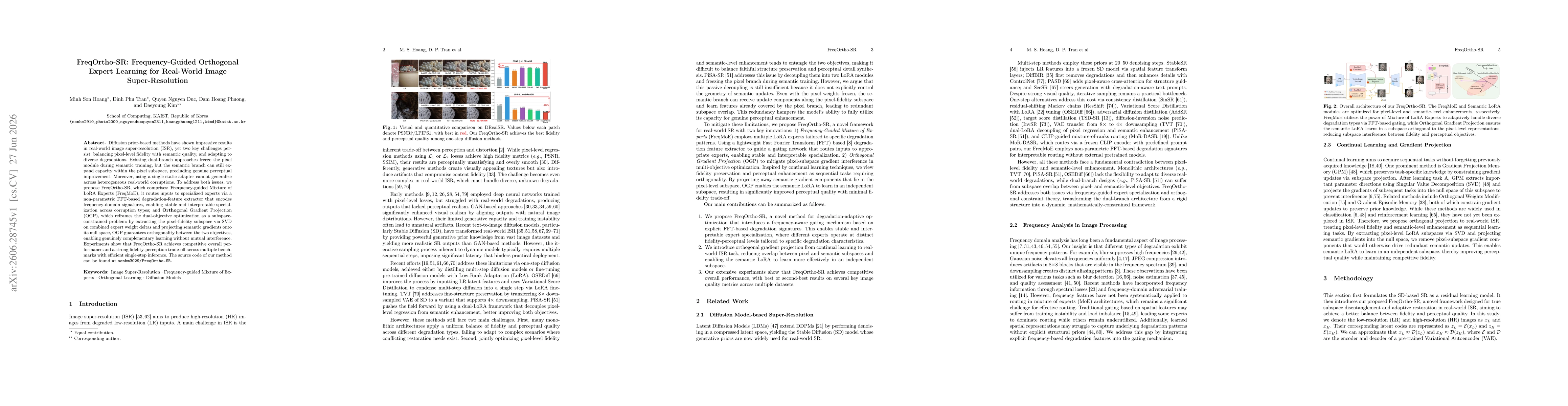 Thumbnail for FreqOrtho-SR: Frequency-Guided Orthogonal Expert Learning for Real-World Image Super-Resolution