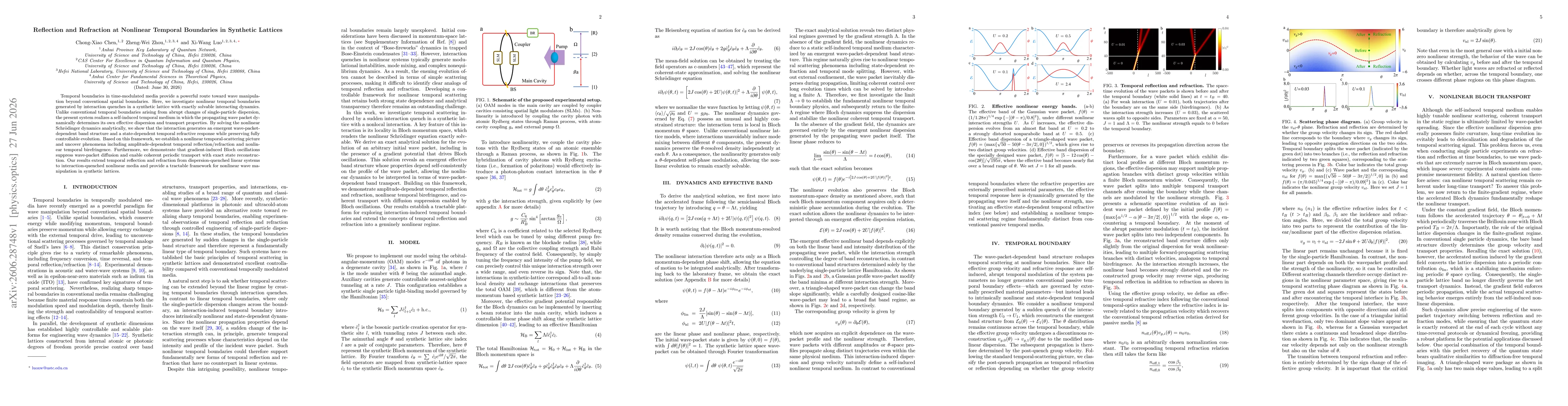 Thumbnail for Reflection and Refraction at Nonlinear Temporal Boundaries in Synthetic Lattices