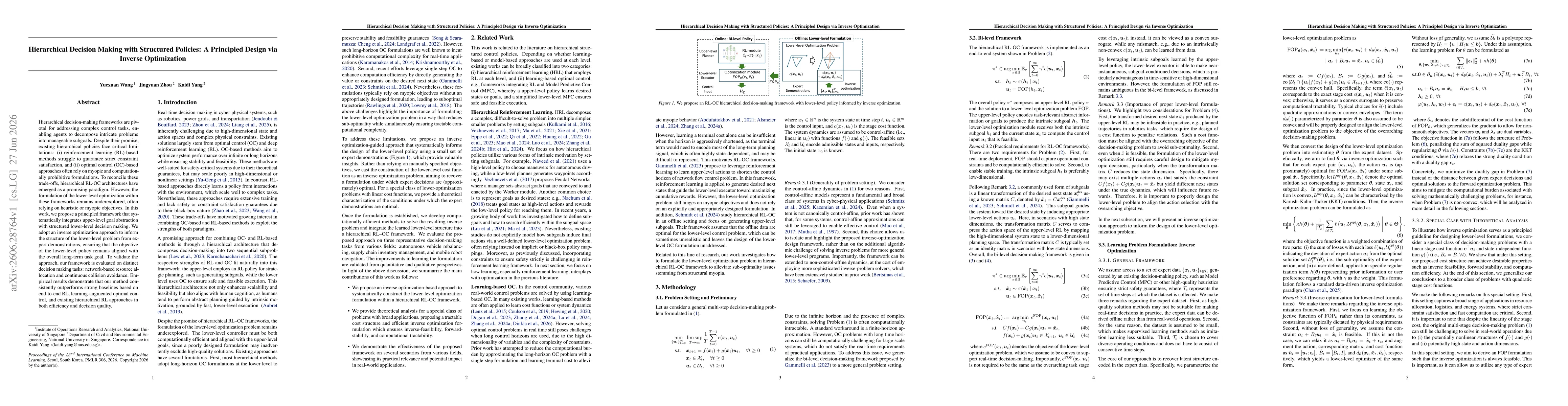 Thumbnail for Hierarchical Decision Making with Structured Policies: A Principled Design via Inverse Optimization